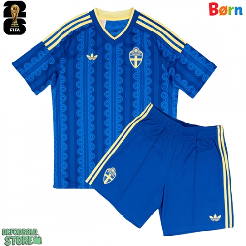 Sverige Replika Babytøj Udebanesæt Børn VM 2026 Kortærmet (+ Korte bukser)